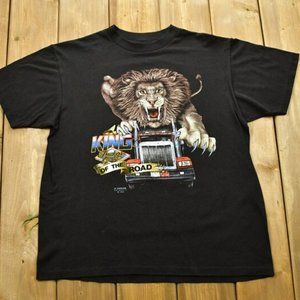 Vintage 1989 King Of The Road 3D Emblem Trucker T-